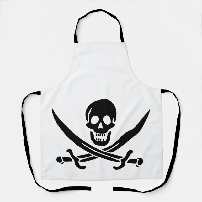 Tablier Drapeau de pirate Crâne croisé épées (Recto)