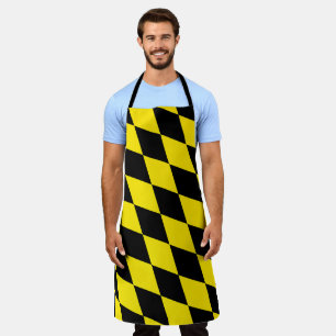 Tablier Drapeau diamant de Bavière noire et jaune Motif