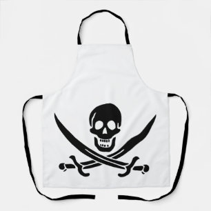 Tablier Drapeau pirate crâne épées croisées