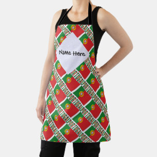 Tablier Drapeau portugais personnalisé en mosaïque noire 