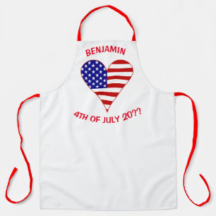 Tablier Drapeau Rouge Personnalisé du Cœur des États-Unis