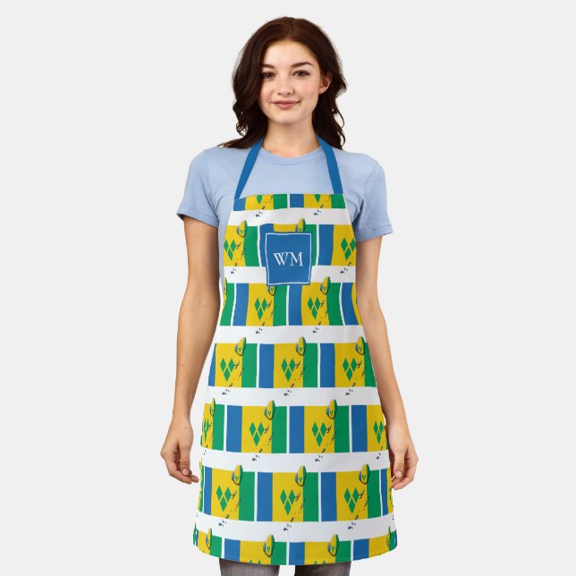 Tablier DRAPEAU ST VINCENT | Monogramme | Vindan (Porté)