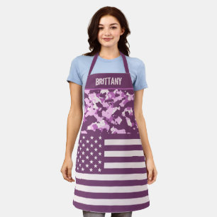 Tablier Drapeau USA Camouflage Rose Personnalisé