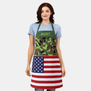 Tablier Drapeau USA Camouflage Vert Personnalisé