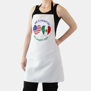 Tablier Drapeaux USA Mexique Cœurs Mon Pays Mon Patrimoine