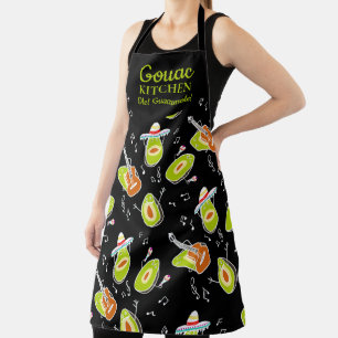 Tablier Drôle avocat vert musique groupe motif guac script