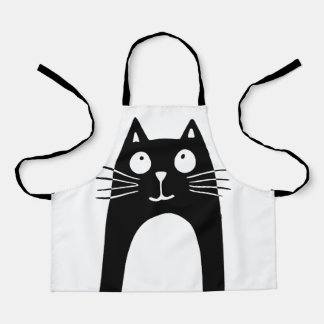 Tablier Drôle chat noir levrette