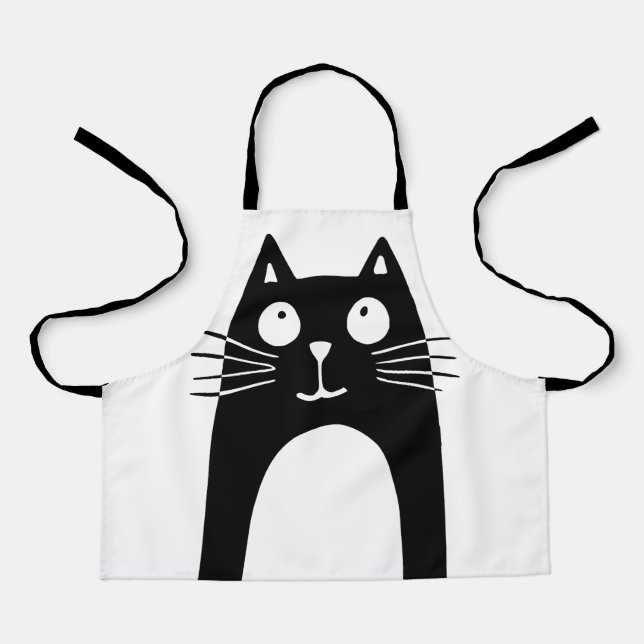 Tablier Drôle chat noir levrette (Recto)
