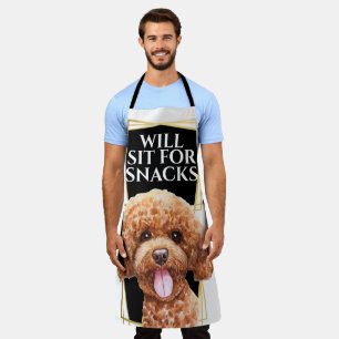 Tablier Drôle chien de caniche s'asseoir pour manger des 