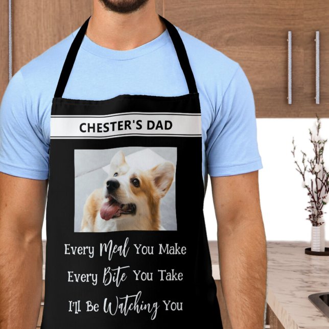 Tablier Drôle Chien Dit Votre Photo Chien Papa Maman (Créateur téléchargé)