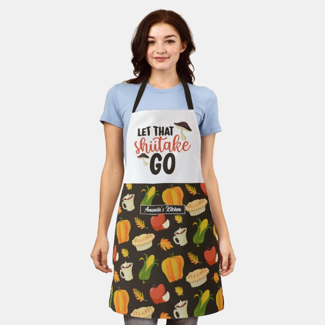 Tablier Drôle Cook Shiitake Pun Thanksgiving Motif aliment (Porté)