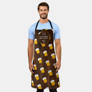 Tablier Drôle cool bière motif stein bois BBQ grill Chef