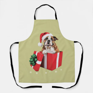 Tablier Drôle de chien bouledogue anglais arbre de Noël lu