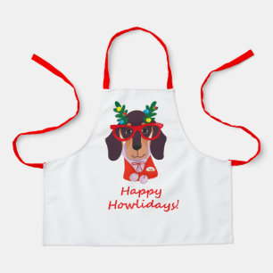 Tablier Drôle de chien de Noël Festif Vacances Dachshund M