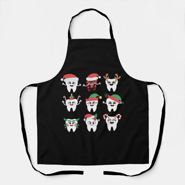 Tablier Drôle Dental Noël Dents mignon Noël Dentiste (Recto)