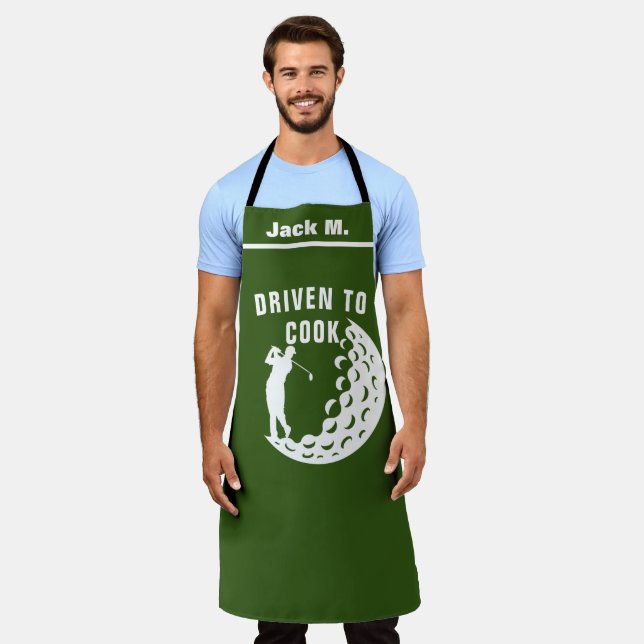 Tablier Drôle Golfer Kitchen cadeau, conduit à cuire le je (Porté)