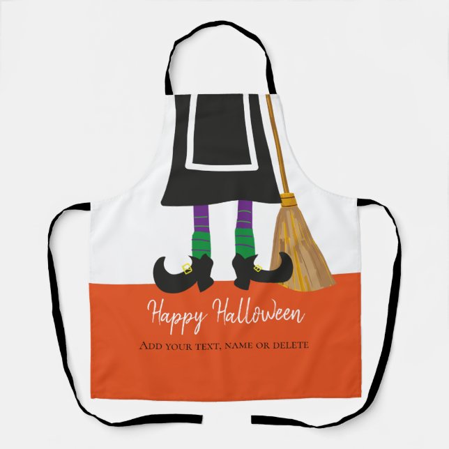 Tablier Drôle Joyeux Halloween Jambes sorcières Personnali (Recto)