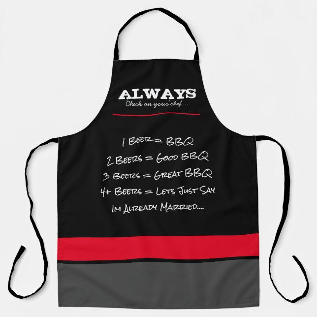 Tablier Drôle Mens Apron - Noir & Rouge (Recto)