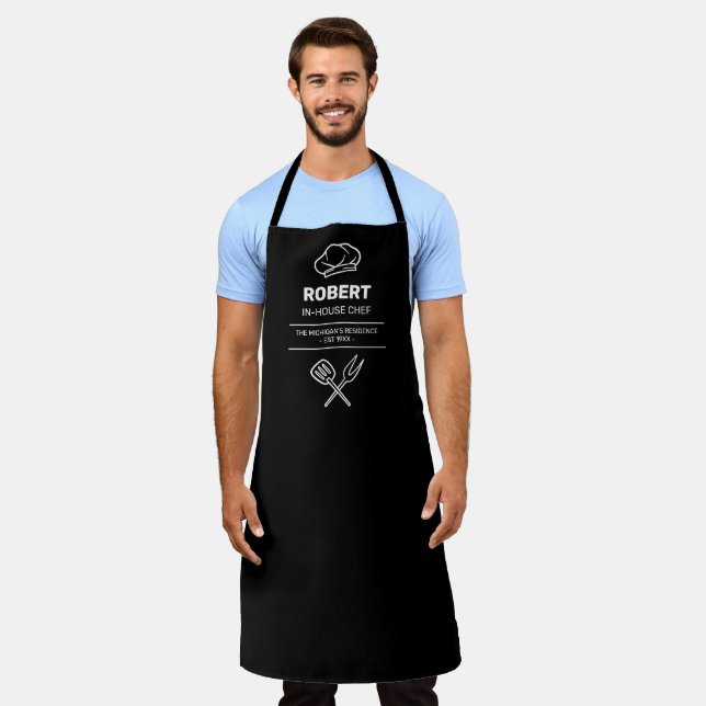 Tablier Drôle noir et blanc de la maison Chef (Porté)