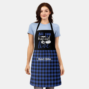 Tablier Drôle Pain de cuisson Noir Bleu Plaid Motif