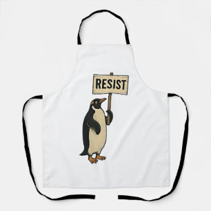 Tablier Drôle Penguin Résiste À La Manifestation Contre Le