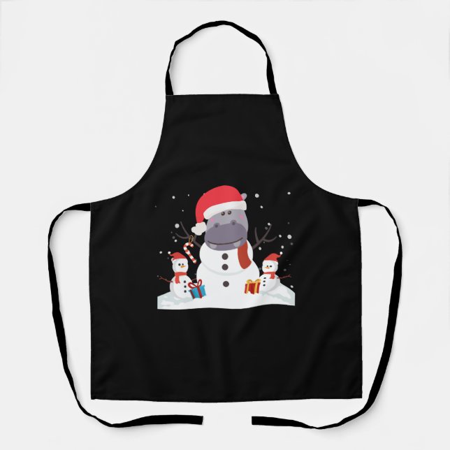 Tablier Drôle Père Noël Hippo Noël Snowman cadeau Noël (Recto)