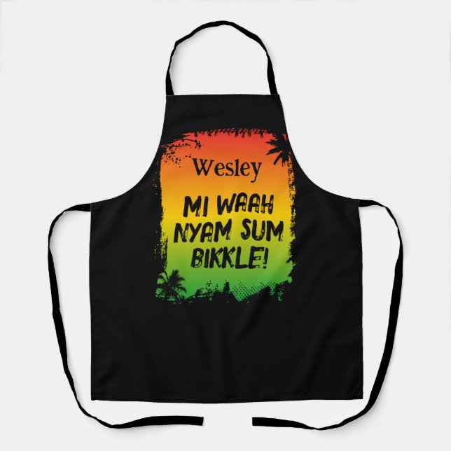 Tablier Drôle Rasta Cook et Citation de cuisine du chef ja (Recto)