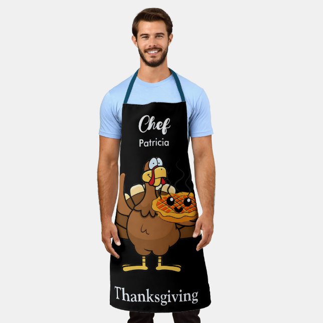 Tablier Drôle Thanksgiving Personnalisé Nom idée cadeau (Porté)