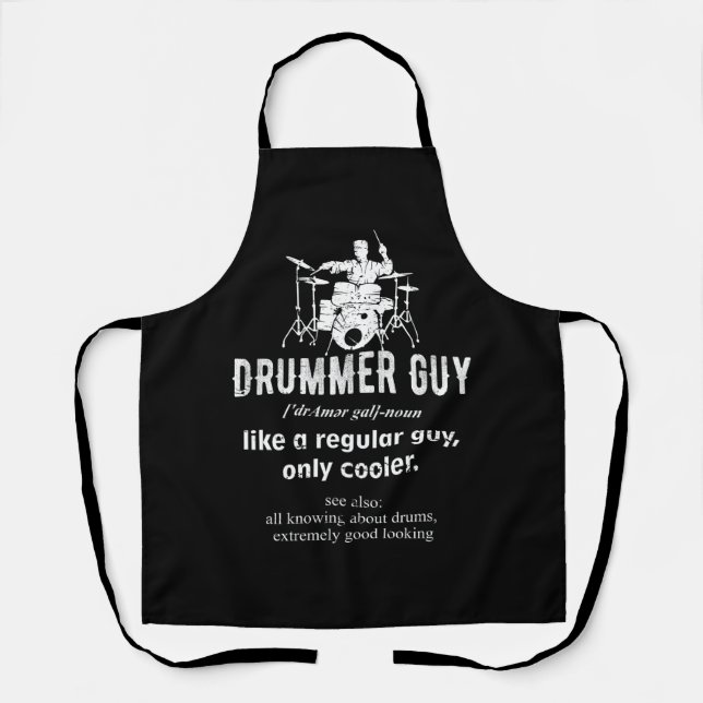 Tablier Drummer Guy Définition Drums Drumming Extrêmement  (Recto)