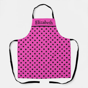Tablier du chef à pois rose vif personnalisé