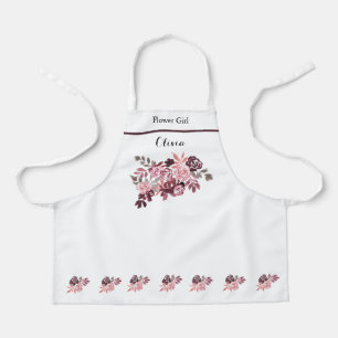 Tablier Dusty Rose Bourgogne Fleur Girl Apron