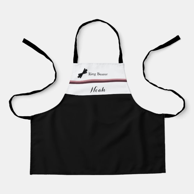 Tablier Dusty Rose Bourgogne Mariage porte-anneau Apron (Recto)