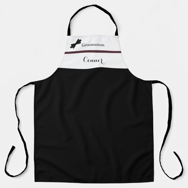 Tablier Dusty Rose Burgundy Groomsman Mariage Apron (Recto)