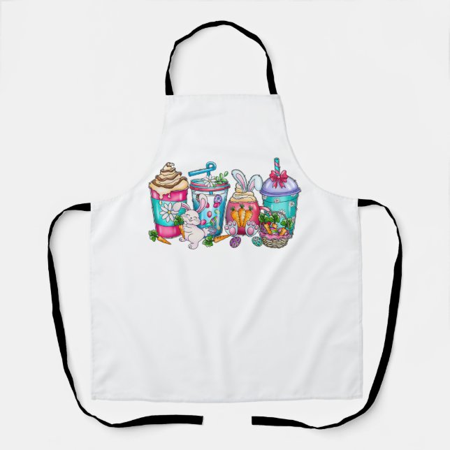 Tablier Easter Eggs Coffee Bunny Cups Latte Iced Cream Wom (Recto)