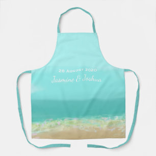 Tablier Eau bleu aquatique/plage peinte en bord de mer