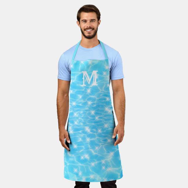Tablier Eau ondule texture de l'eau cool monogramme initia (Porté)