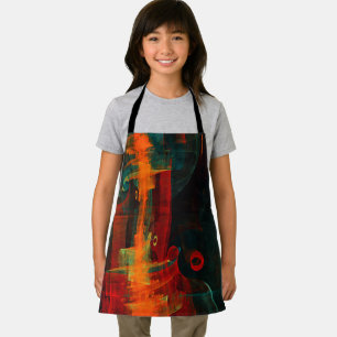 Tablier Eau Orange Rouge Bleu moderne Art Abstrait Motif
