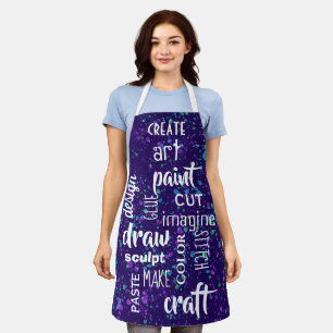 Tablier éclaboussé de peinture avec mots artistiqu