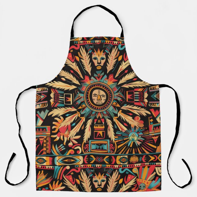 Tablier Eco-Friendly Cyan "Aztec Dream" Chef Apron (Recto)