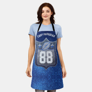 Tablier École de Parties scintillant Blue & Silver Footbal