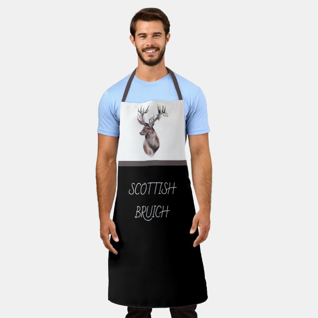Tablier Écossais de Bruich (Cook) avec Cerf et Fleurs (Porté)