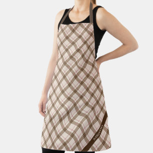 Tablier écossais moderne tendance écossais plaid beige b