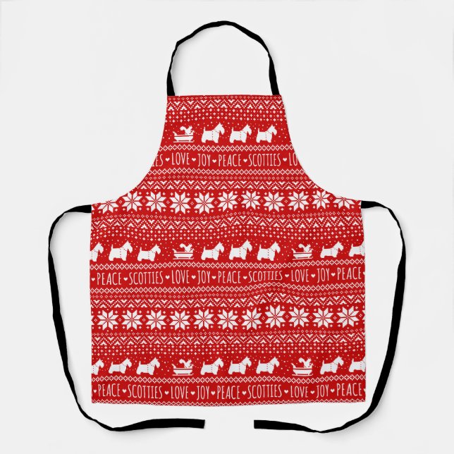 Tablier Ecosse Terriers Sleigh de Noël avec écureuil (Recto)