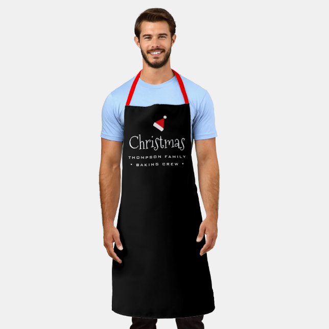 Tablier Écran de cuisson de Noël Personnalisé Famille Roug (Porté)