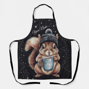 Tablier Écureuil avec tasse et neige "Stay Warm"
