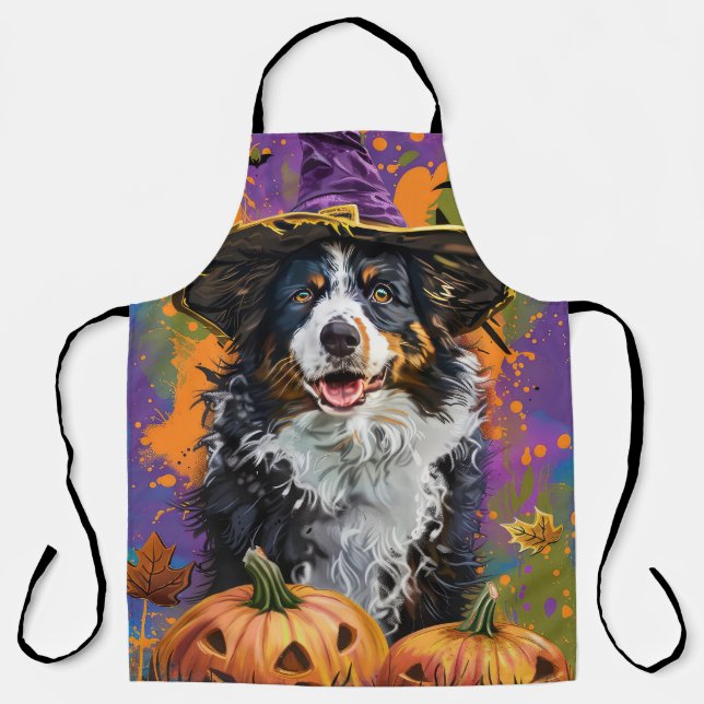 Tablier Éffrayant Australien Berger Halloween Citrouille s (Recto)