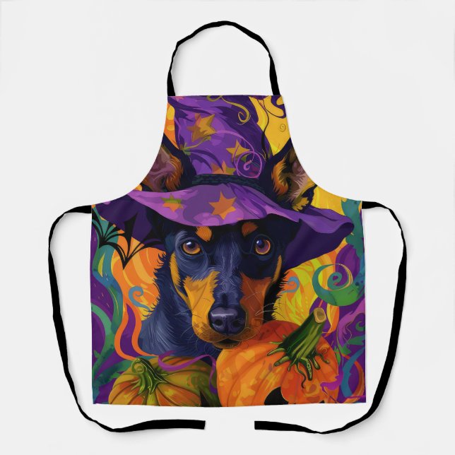 Tablier Éffrayant australien Kelpie Citrouille Halloween (Recto)
