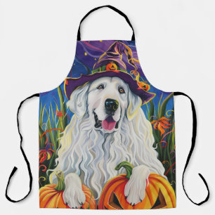 Tablier Éffrayant Grand Pyrénées Chien Halloween Citrouill