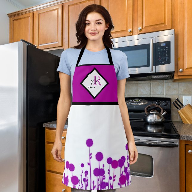Tablier Élégance fleurit : Monogramme personnalisé (Créateur téléchargé)