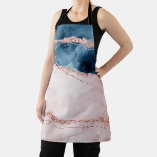 Tablier Élégance mystique   Turquoise Bleu et Rose Or Agat